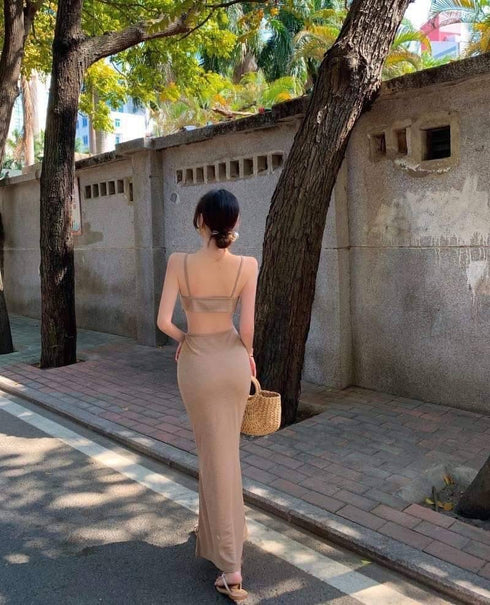 Ladies Spaghetti Sleeveless Cut-Out Body con Dresses